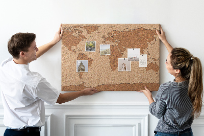 Weltkarte aus Naturkork als Korkbild