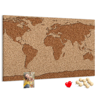 Weltkarte aus Naturkork als Korkbild