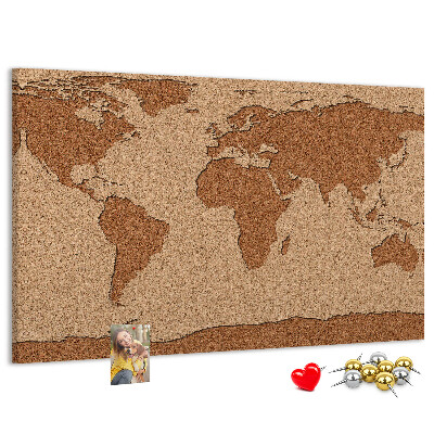 Weltkarte aus Naturkork als Korkbild