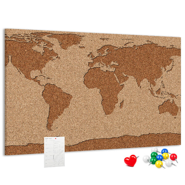 Weltkarte aus Naturkork als Korkbild