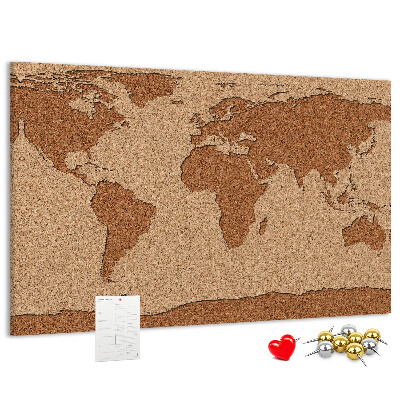 Weltkarte aus Naturkork als Korkbild