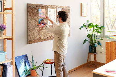 Weltkarte aus Naturkork als Korkbild