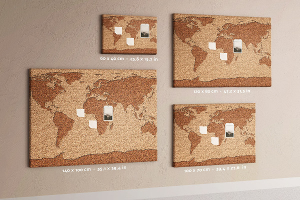 Weltkarte aus Naturkork als Korkbild