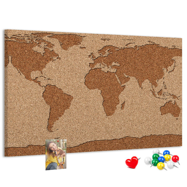 Weltkarte aus Naturkork als Korkbild