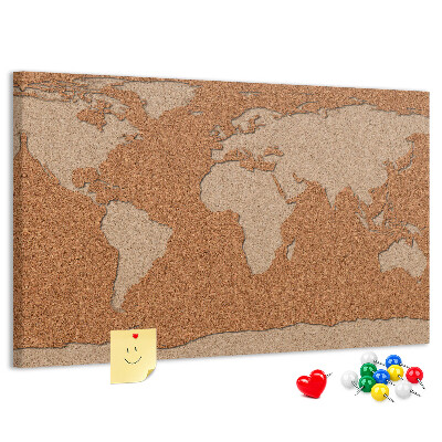 Korktafel mit Weltkartenmotiv