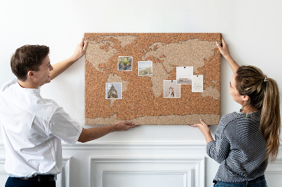 Korktafel mit Weltkartenmotiv