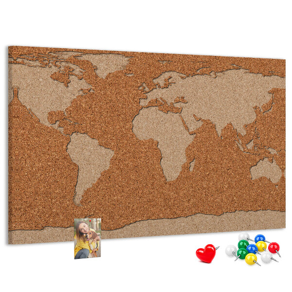 Korktafel mit Weltkartenmotiv