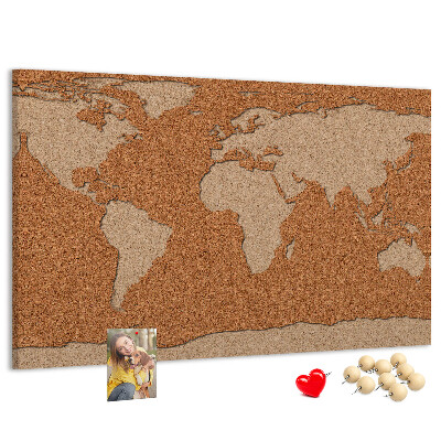 Korktafel mit Weltkartenmotiv