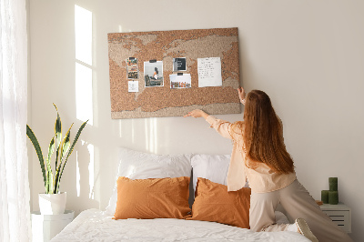 Korktafel mit Weltkartenmotiv