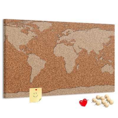 Korktafel mit Weltkartenmotiv
