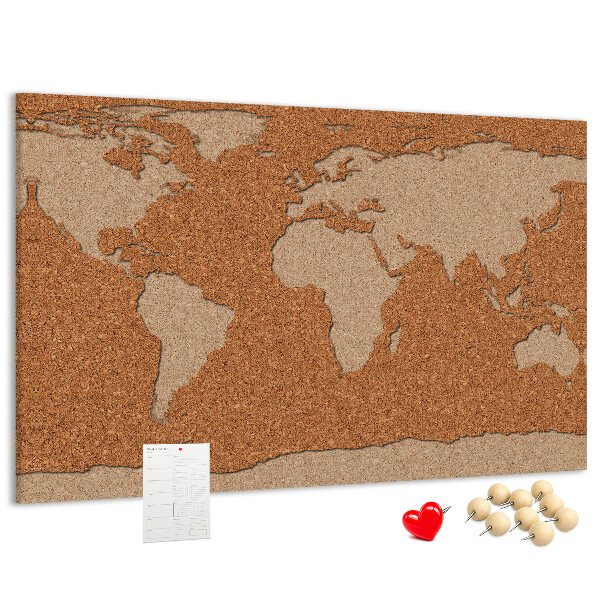 Korktafel mit Weltkartenmotiv