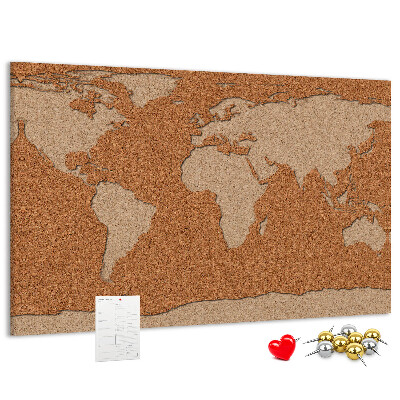 Korktafel mit Weltkartenmotiv