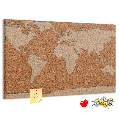 Korktafel mit Weltkartenmotiv