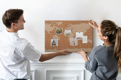 Korktafel mit Weltkartenmotiv