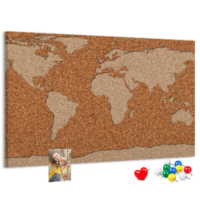 Korktafel mit Weltkartenmotiv