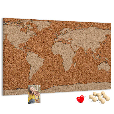 Korktafel mit Weltkartenmotiv