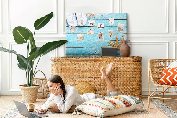 Bild mit Korkrückwand sommerliche Stranderinnerungen mit Muscheln