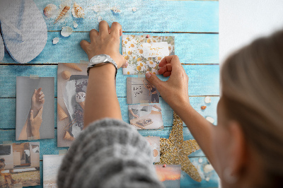 Bild mit Korkrückwand sommerliche Stranderinnerungen mit Muscheln