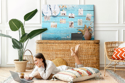 Bild mit Korkrückwand sommerliche Stranderinnerungen mit Muscheln