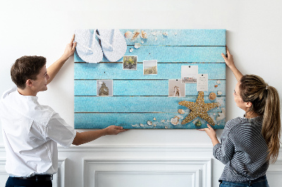 Bild mit Korkrückwand sommerliche Stranderinnerungen mit Muscheln