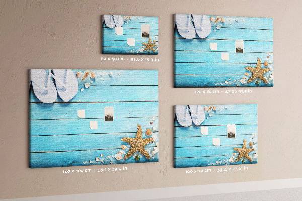 Bild mit Korkrückwand sommerliche Stranderinnerungen mit Muscheln