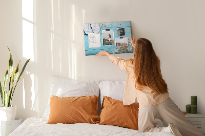 Bild mit Korkrückwand sommerliche Stranderinnerungen mit Muscheln