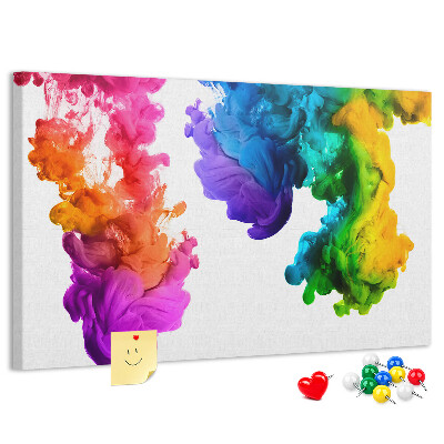 Korkbild bunte Farbwolken in Bewegung