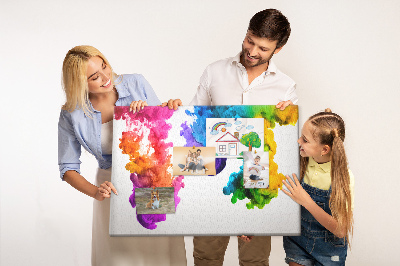 Korkbild bunte Farbwolken in Bewegung