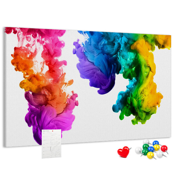 Korkbild bunte Farbwolken in Bewegung