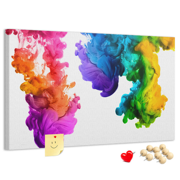 Korkbild bunte Farbwolken in Bewegung