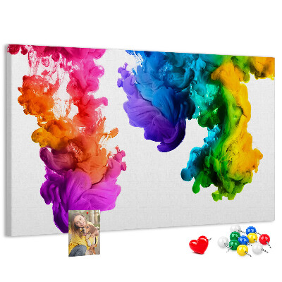 Korkbild bunte Farbwolken in Bewegung