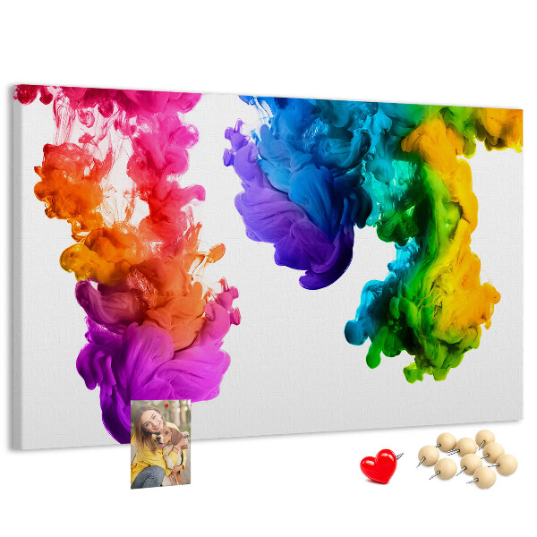 Korkbild bunte Farbwolken in Bewegung