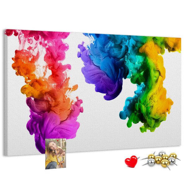 Korkbild bunte Farbwolken in Bewegung