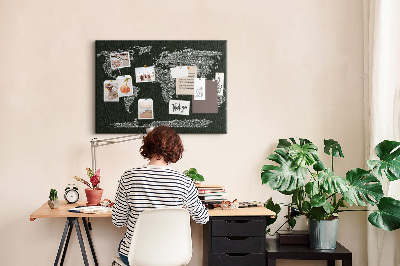 Weltkarte mit Korkrückwand in Textform