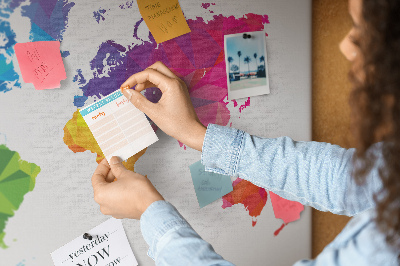 Korkbild farbenfrohe polygonale Weltkarte