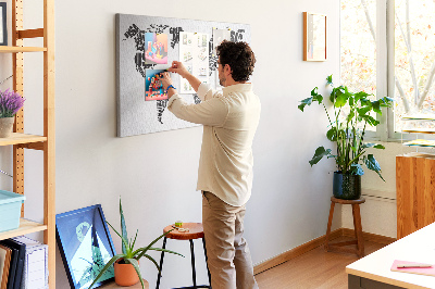 Korktafel Weltkarte mit Ländernamen in Worten