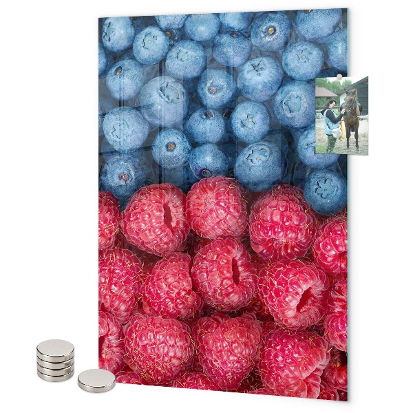 Glas magnettafel Blaubeeren und Himbeeren