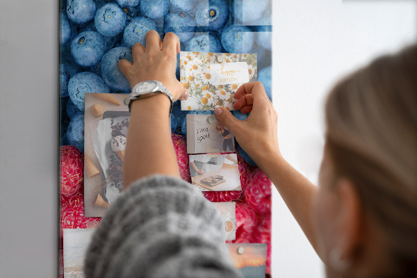 Glas magnettafel Blaubeeren und Himbeeren