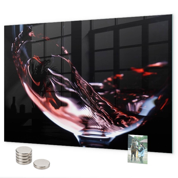 Magnettafel Glas Wein