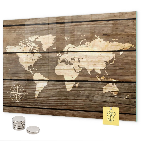 Magnettafel Weltkarte auf dem Brett
