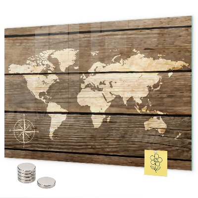Magnettafel Weltkarte auf dem Brett