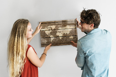 Magnettafel Weltkarte auf dem Brett