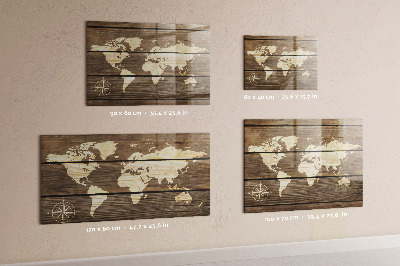 Magnettafel Weltkarte auf dem Brett