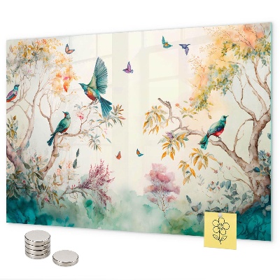 Magnettafel Blumen, Vögel, Natur