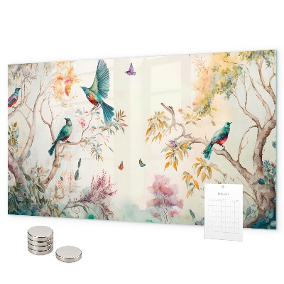 Magnettafel Blumen, Vögel, Natur