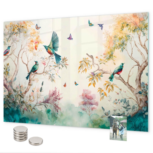 Magnettafel Blumen, Vögel, Natur