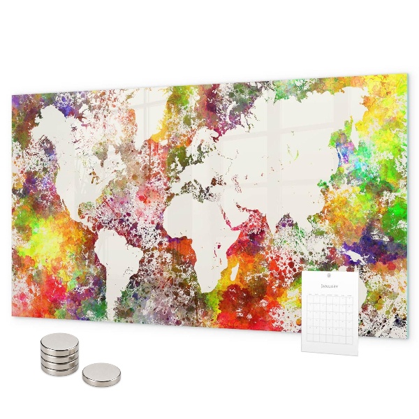 Magnettafel Aquarell-Weltkarte