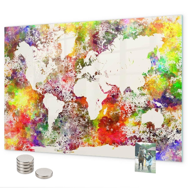Magnettafel Aquarell-Weltkarte