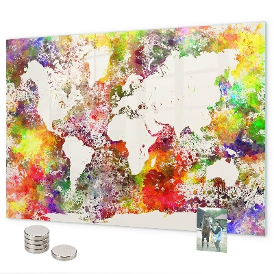 Magnettafel Aquarell-Weltkarte