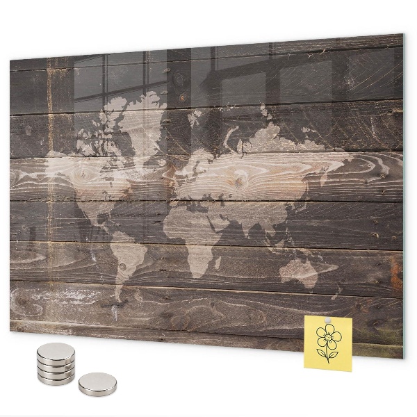 Magnettafel Weltkarte aus Holz